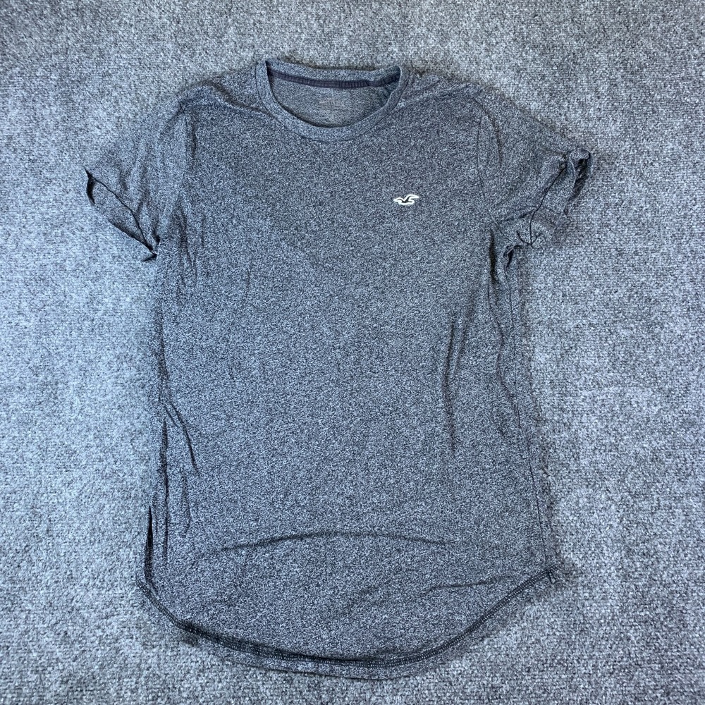 Hollister T-Shirt Men's S Heather Gray Crew Neck Curved Hem Pullover Streetwear